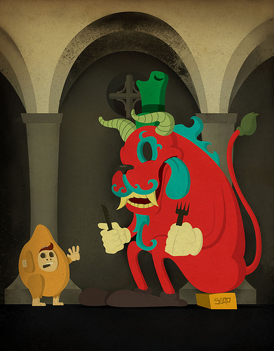 Illustration for article titled Retro Illustrations of Monsters at Work and Play
